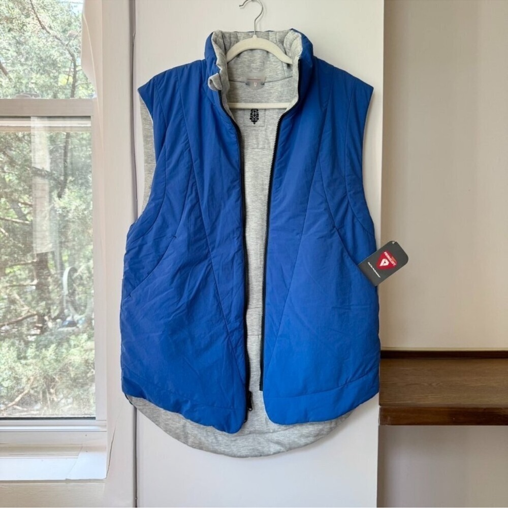 NWT Free People Movement Reversible Fleece Vest Stellar Slalom Cobalt Blue XS